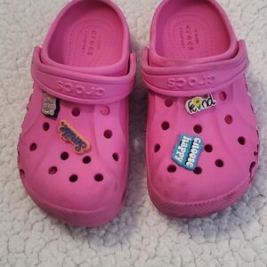 CROCS Kids Pink Water Shoes with Fun Charms